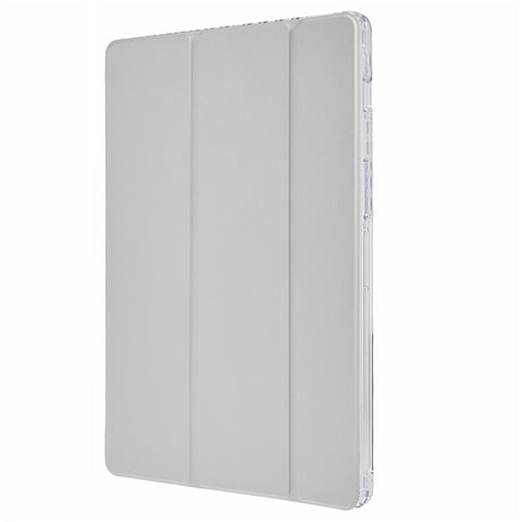 For Samsung Galaxy Tab S10 FE+ Case Tri-Fold Stand Leather + TPU + Acrylic Clear Back Tablet Cover