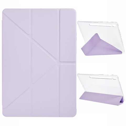 For Samsung Galaxy Tab S10 FE+ Case PU Leather Origami Stand Clear Tablet Cover