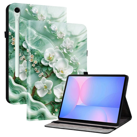 For Samsung Galaxy Tab S10 FE+ Leather Case Pattern Printed Stand Tablet Cover with Card Slots