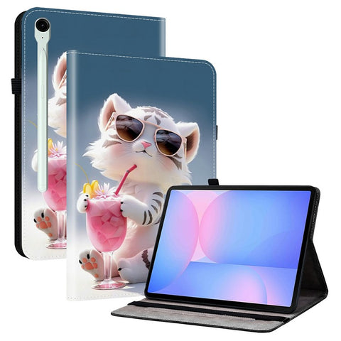 For Samsung Galaxy Tab S10 FE+ Leather Case Pattern Printed Stand Tablet Cover with Card Slots