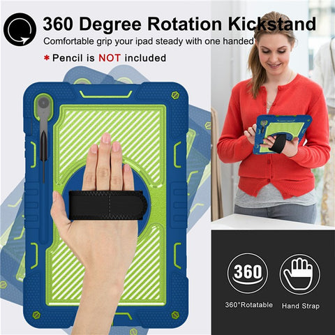 For Samsung Galaxy Tab S10 FE+ Tablet Case Silicone+PC Shockproof Cover with Kickstand Shoulder Strap