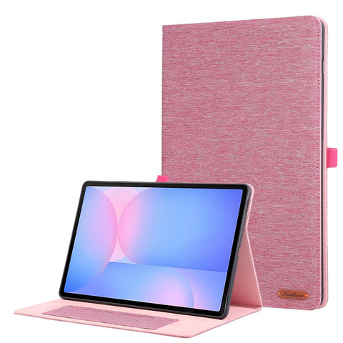 For Samsung Galaxy Tab S10 FE+ Leather Case Card Holder Cloth Texture Tablet Stand Cover