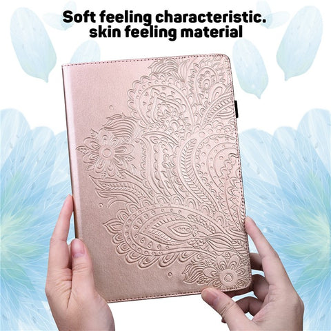 For Samsung Galaxy Tab S10 FE+ Case Peacock Flower Pattern Card Holder Leather Tablet Cover
