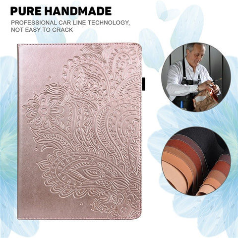 For Samsung Galaxy Tab S10 FE+ Case Peacock Flower Pattern Card Holder Leather Tablet Cover
