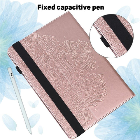 For Samsung Galaxy Tab S10 FE+ Case Peacock Flower Pattern Card Holder Leather Tablet Cover