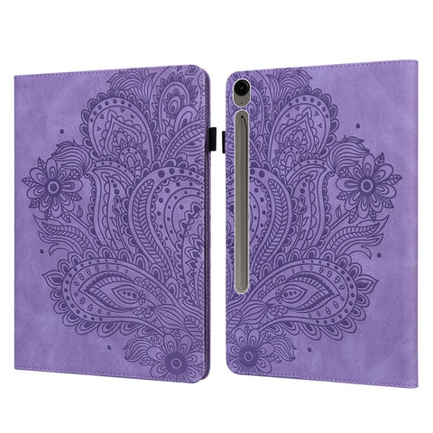 For Samsung Galaxy Tab S10 FE+ Case Peacock Flower Pattern Card Holder Leather Tablet Cover