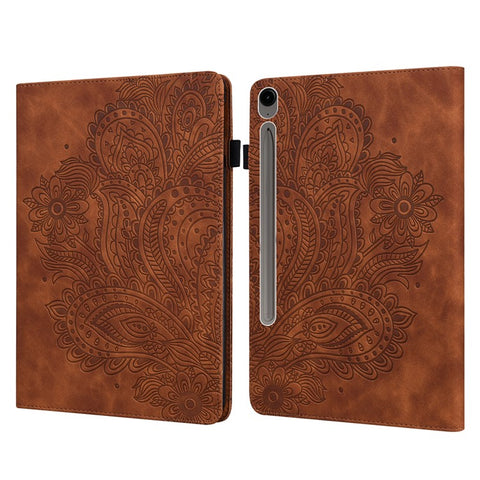For Samsung Galaxy Tab S10 FE+ Case Peacock Flower Pattern Card Holder Leather Tablet Cover