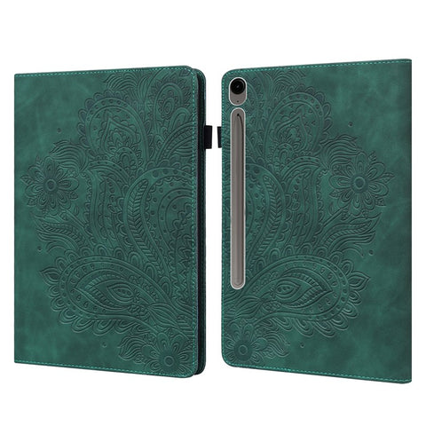 For Samsung Galaxy Tab S10 FE+ Case Peacock Flower Pattern Card Holder Leather Tablet Cover