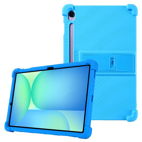 For Samsung Galaxy Tab S10 FE+ Silicone Case with Kickstand Rugged Protective Cover
