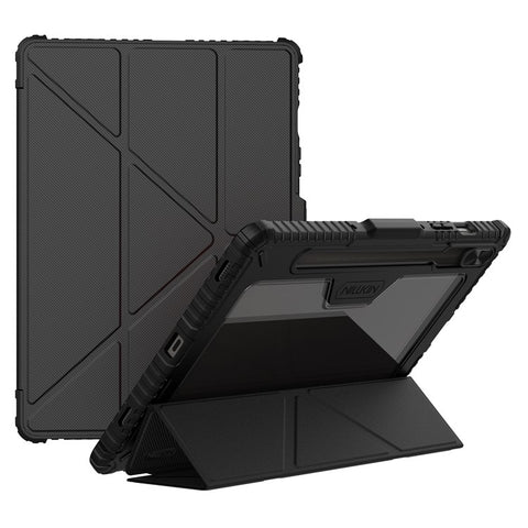 NILLKIN Bumper Leather Case Pro for Samsung Galaxy Tab S10 FE / S9 Slide Camera Lid Origami Stand Tablet Cover Auto Wake  /  Sleep