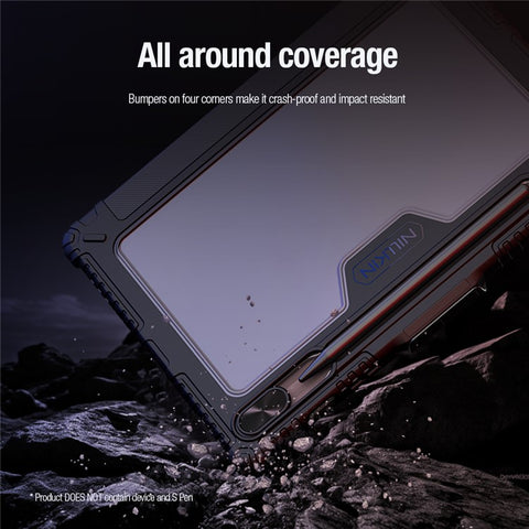NILLKIN Bumper Leather Case Pro for Samsung Galaxy Tab S10 FE / S9 Slide Camera Lid Origami Stand Tablet Cover Auto Wake  /  Sleep