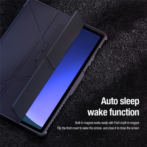 NILLKIN Bumper Leather Case Pro for Samsung Galaxy Tab S10 FE / S9 Slide Camera Lid Origami Stand Tablet Cover Auto Wake  /  Sleep