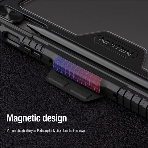 NILLKIN Bumper Leather Case Pro for Samsung Galaxy Tab S10 FE / S9 Slide Camera Lid Origami Stand Tablet Cover Auto Wake  /  Sleep