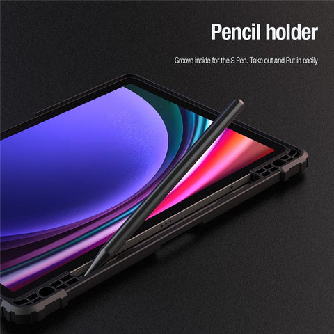 NILLKIN Bumper Leather Case Pro for Samsung Galaxy Tab S10 FE / S9 Slide Camera Lid Origami Stand Tablet Cover Auto Wake  /  Sleep