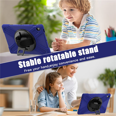 For Samsung Galaxy Tab S10 FE+ SM-X620 /  SM-X626B Case Rotary Kickstand PC+Silicone Hand Strap Tablet Cover