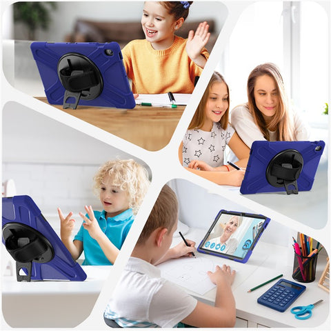 For Samsung Galaxy Tab S10 FE+ SM-X620 /  SM-X626B Case Rotary Kickstand PC+Silicone Hand Strap Tablet Cover