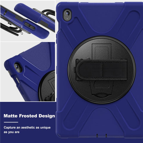 For Samsung Galaxy Tab S10 FE+ SM-X620 /  SM-X626B Case Rotary Kickstand PC+Silicone Hand Strap Tablet Cover