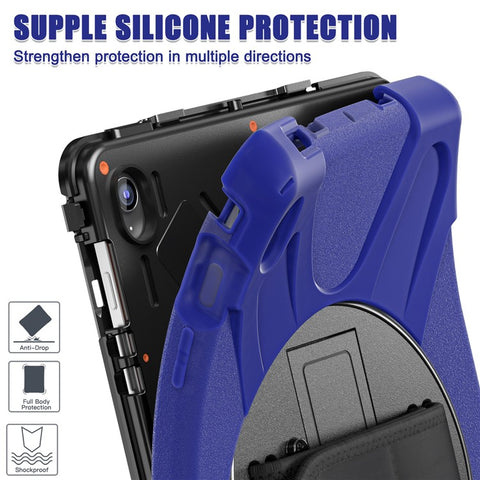 For Samsung Galaxy Tab S10 FE+ SM-X620 /  SM-X626B Case Rotary Kickstand PC+Silicone Hand Strap Tablet Cover