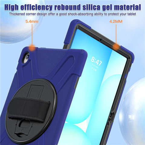 For Samsung Galaxy Tab S10 FE+ SM-X620 /  SM-X626B Case Rotary Kickstand PC+Silicone Hand Strap Tablet Cover