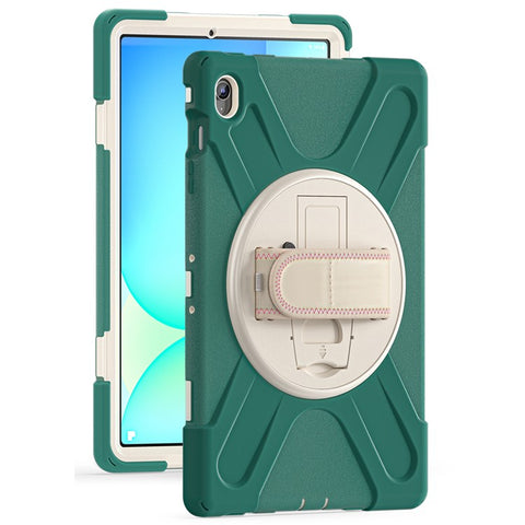 For Samsung Galaxy Tab S10 FE+ SM-X620 /  SM-X626B Case Rotary Kickstand PC+Silicone Hand Strap Tablet Cover