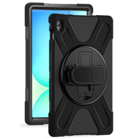 For Samsung Galaxy Tab S10 FE+ SM-X620 /  SM-X626B Case Rotary Kickstand PC+Silicone Hand Strap Tablet Cover