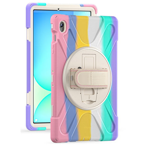 For Samsung Galaxy Tab S10 FE+ SM-X620 /  SM-X626B Case Rotary Kickstand PC+Silicone Hand Strap Tablet Cover