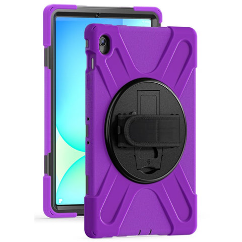 For Samsung Galaxy Tab S10 FE+ SM-X620 /  SM-X626B Case Rotary Kickstand PC+Silicone Hand Strap Tablet Cover