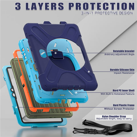 For Samsung Galaxy Tab Active5 Pro X350 / X356B / Active Pro T540 / T545 / T547 / Active4 Pro Case with Shoulder Strap TPU + PC + Silicone Kickstand