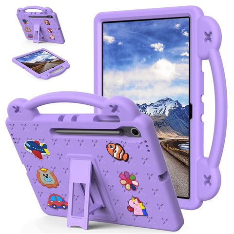 For Samsung Galaxy Tab S10 FE+ Case Kids Cartoon Patterns Hand Grip Kickstand Tablet EVA Cover