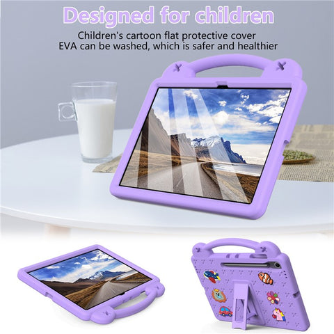 For Samsung Galaxy Tab S10 FE+ Case Kids Cartoon Patterns Hand Grip Kickstand Tablet EVA Cover