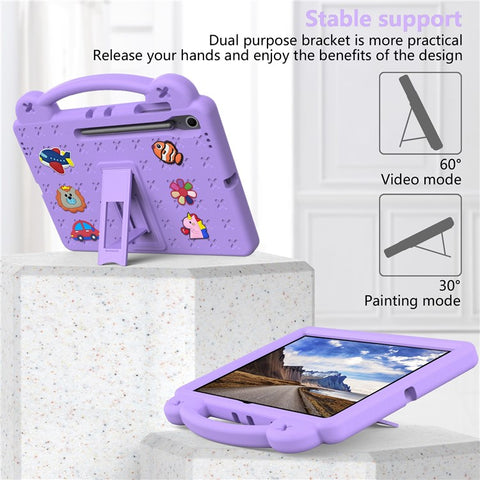 For Samsung Galaxy Tab S10 FE+ Case Kids Cartoon Patterns Hand Grip Kickstand Tablet EVA Cover