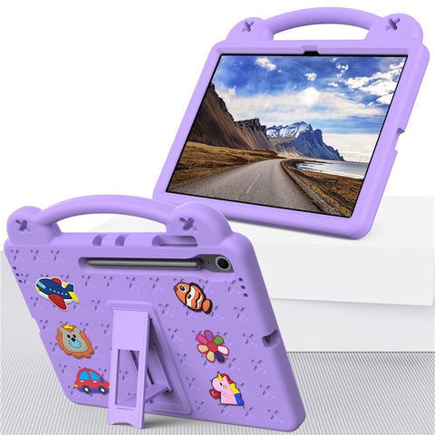 For Samsung Galaxy Tab S10 FE+ Case Kids Cartoon Patterns Hand Grip Kickstand Tablet EVA Cover