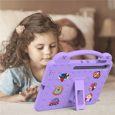 For Samsung Galaxy Tab S10 FE+ Case Kids Cartoon Patterns Hand Grip Kickstand Tablet EVA Cover