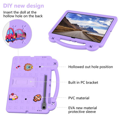 For Samsung Galaxy Tab S10 FE+ Case Kids Cartoon Patterns Hand Grip Kickstand Tablet EVA Cover