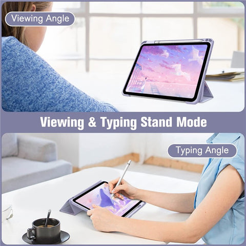 For iPad (2025)  /  10.9 (2022) Tablet Case Tri-Fold Stand Pattern Printing Clear Acrylic Leather Cover