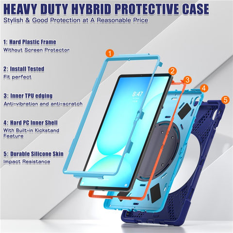 Tablet Case for Samsung Galaxy Tab S10 FE+ SM-X620 / SM-X626B TPU + PC + Silicone Cover Kickstand Handle Grip
