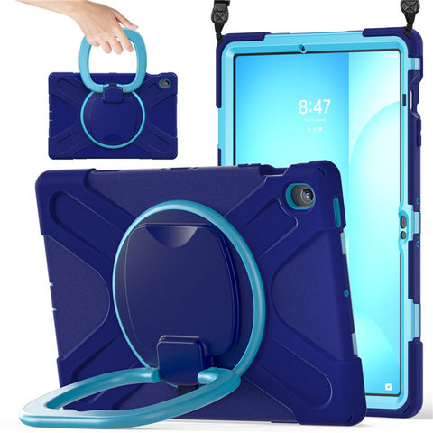 Tablet Case with Shoulder Strap for Samsung Galaxy Tab S10 FE+ SM-X620 / SM-X626B TPU + PC + Silicone Kickstand Cover