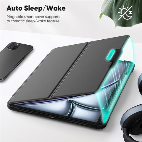 Tablet Case for iPad Air 13 (2026) / (2025) / (2024) / Pro 12.9 (2022) / (2021) / (2020) / (2018) Detachable PC + TPU + PU Leather Flip Cover