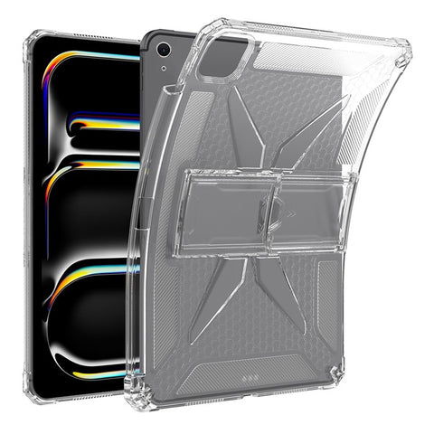 For iPad Air 13 (2026) / (2025) / (2024) Clear Case Kickstand Shockproof TPU + PC Tablet Cover with Pen Slot
