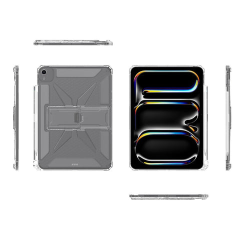 For iPad Air 13 (2026) / (2025) / (2024) Clear Case Kickstand Shockproof TPU + PC Tablet Cover with Pen Slot