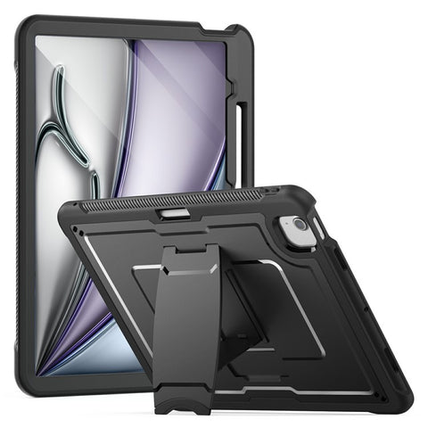 For iPad Air 13 (2026) / (2025) / (2024) Case PC + TPE Tablet Cover with Hidden Zinc Alloy Kickstand