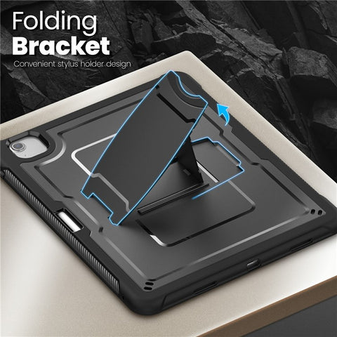 For iPad Air 13 (2026) / (2025) / (2024) Case PC + TPE Tablet Cover with Hidden Zinc Alloy Kickstand