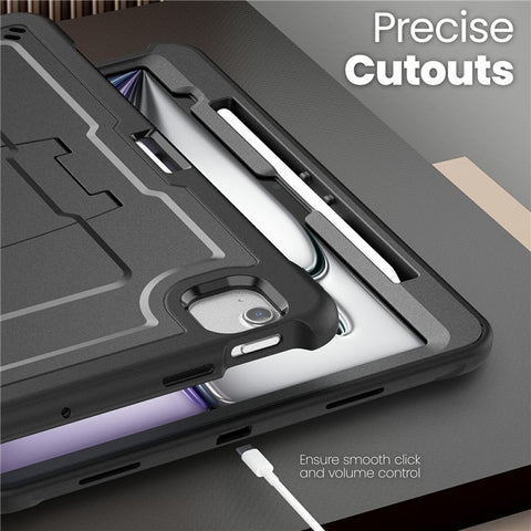 For iPad Air 13 (2026) / (2025) / (2024) Case PC + TPE Tablet Cover with Hidden Zinc Alloy Kickstand