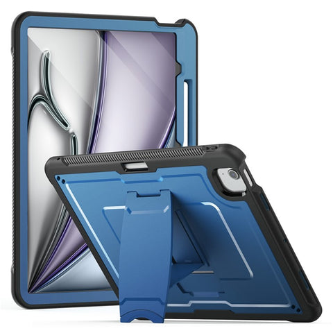 For iPad Air 13 (2026) / (2025) / (2024) Case PC + TPE Tablet Cover with Hidden Zinc Alloy Kickstand