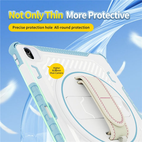 For iPad Air 13 (2026) / (2025) / (2024) Case Kickstand PC + TPU Shockproof Tablet Cover With Hand Strap / Pen Slot