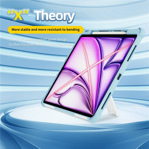 For iPad Air 13 (2026) / (2025) / (2024) Case Kickstand PC + TPU Shockproof Tablet Cover With Hand Strap / Pen Slot