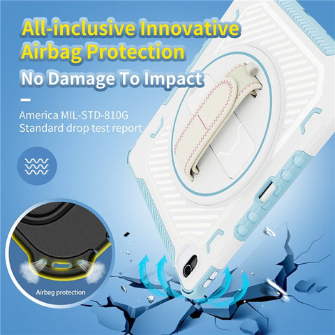 For iPad Air 13 (2026) / (2025) / (2024) Case Kickstand PC + TPU Shockproof Tablet Cover With Hand Strap / Pen Slot