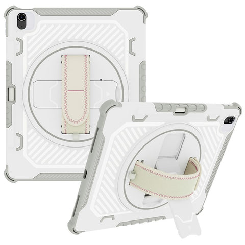 For iPad Air 13 (2026) / (2025) / (2024) Case Kickstand PC + TPU Shockproof Tablet Cover With Hand Strap / Pen Slot