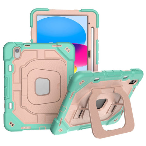 For iPad (2025) / 10.9 (2022) Case Kickstand Silicone + PC Shockproof Protective Tablet Cover