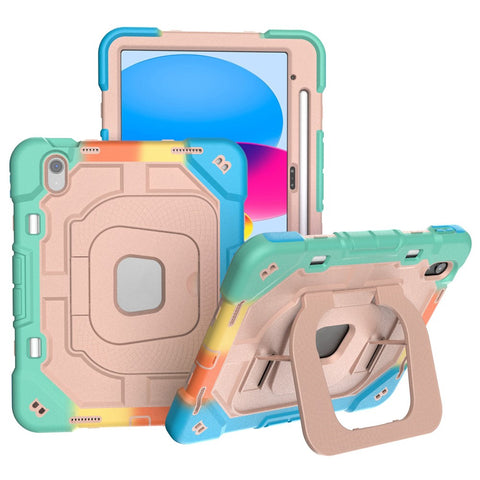 For iPad (2025) / 10.9 (2022) Case Kickstand Silicone + PC Shockproof Protective Tablet Cover